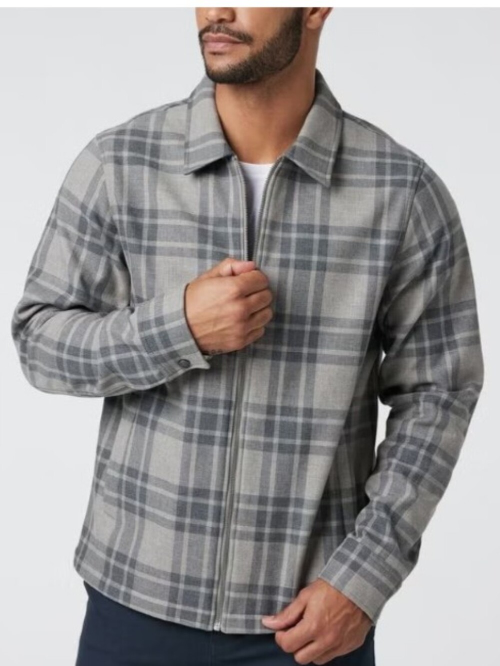 Vuori Range Jacket Plaid Fleece Lined Full Zip